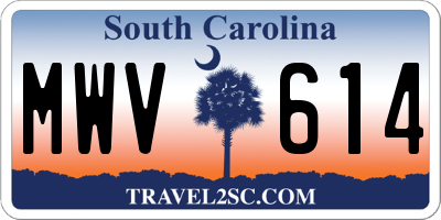 SC license plate MWV614