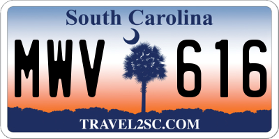 SC license plate MWV616