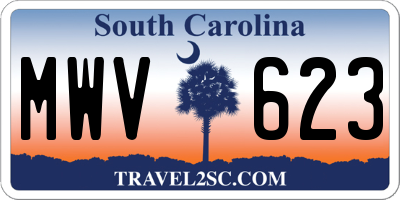 SC license plate MWV623