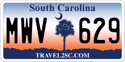SC license plate MWV629