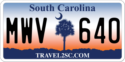 SC license plate MWV640