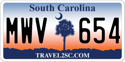 SC license plate MWV654