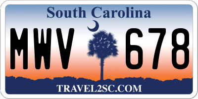 SC license plate MWV678