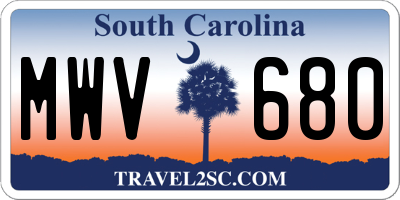 SC license plate MWV680