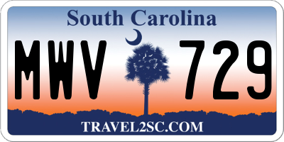 SC license plate MWV729