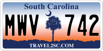 SC license plate MWV742