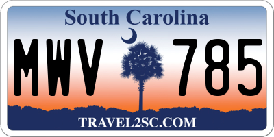 SC license plate MWV785