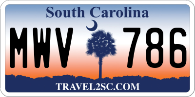 SC license plate MWV786