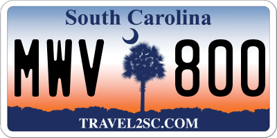 SC license plate MWV800