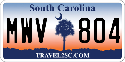 SC license plate MWV804