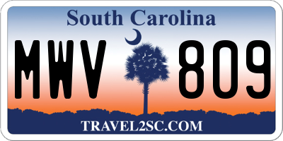 SC license plate MWV809