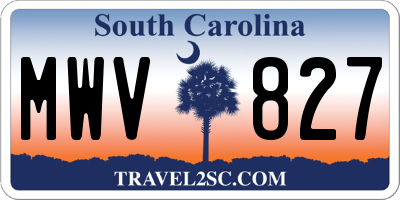 SC license plate MWV827