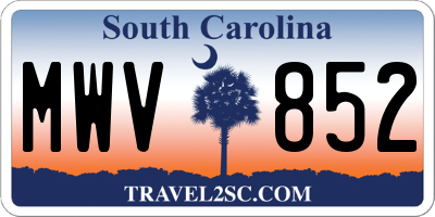 SC license plate MWV852