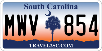 SC license plate MWV854