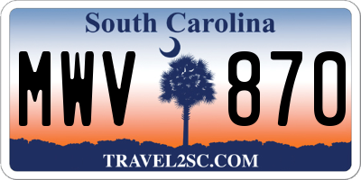 SC license plate MWV870