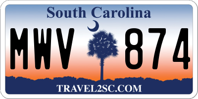 SC license plate MWV874
