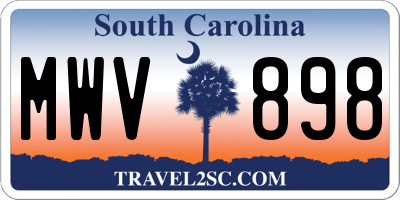 SC license plate MWV898
