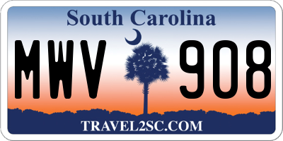 SC license plate MWV908