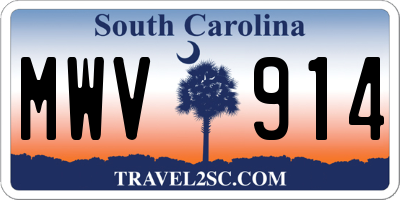 SC license plate MWV914