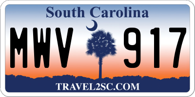 SC license plate MWV917