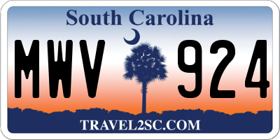 SC license plate MWV924
