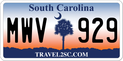 SC license plate MWV929