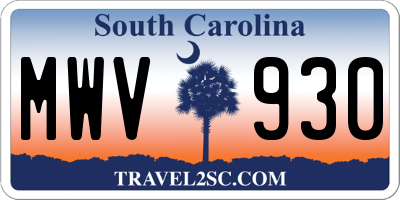 SC license plate MWV930