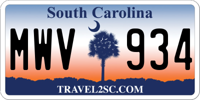 SC license plate MWV934