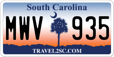 SC license plate MWV935