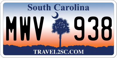 SC license plate MWV938