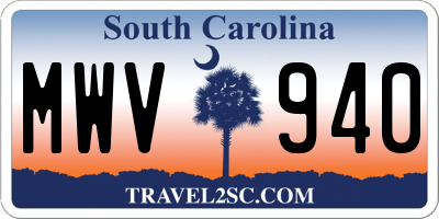 SC license plate MWV940