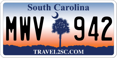 SC license plate MWV942