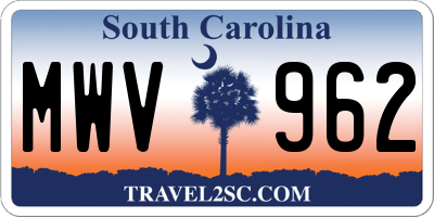 SC license plate MWV962
