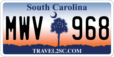 SC license plate MWV968