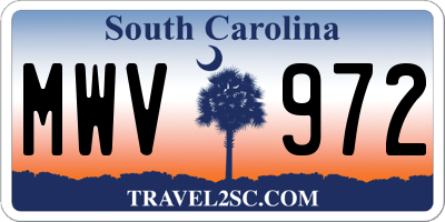 SC license plate MWV972