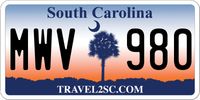 SC license plate MWV980