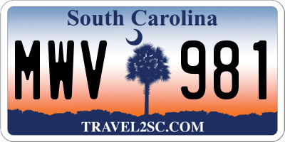 SC license plate MWV981