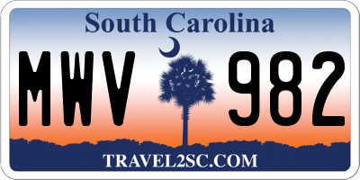 SC license plate MWV982