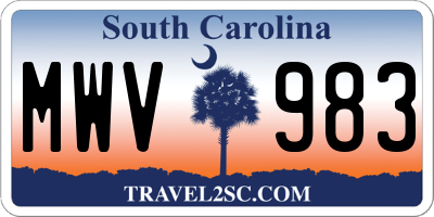 SC license plate MWV983
