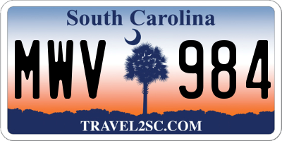 SC license plate MWV984