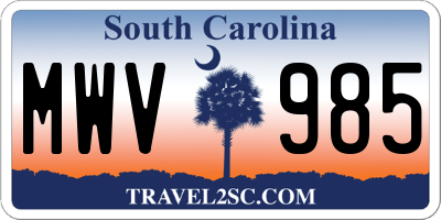SC license plate MWV985