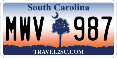 SC license plate MWV987