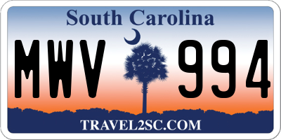 SC license plate MWV994