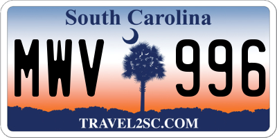 SC license plate MWV996