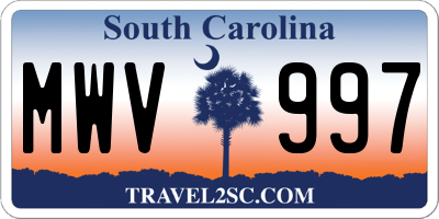 SC license plate MWV997
