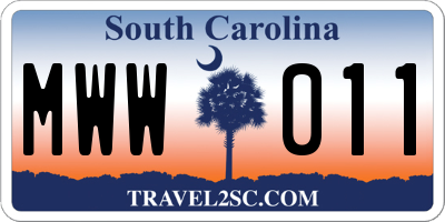SC license plate MWW011