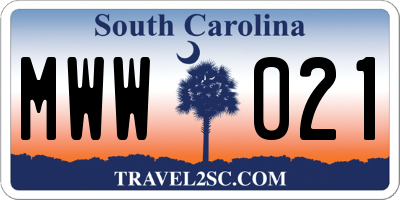 SC license plate MWW021
