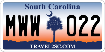 SC license plate MWW022