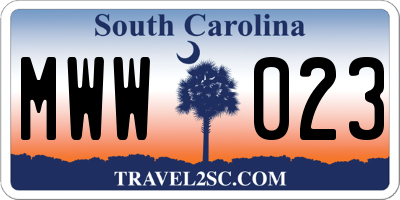 SC license plate MWW023