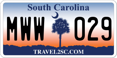 SC license plate MWW029